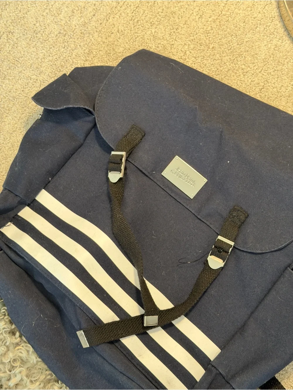 Jean Paul Gaultier backpack navy white stripes